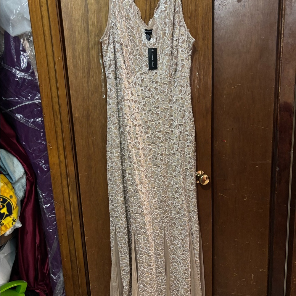 Plus size Lace Maxi Dress in Gold